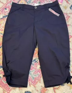 NUEVO PANTALÓN CAPRI LEE JUSTO DEBAJO DE LA CINTURA AZUL MARINO ELÁSTICO TALLA 14 M CINTURA CÓMODA - Imagen 1 de 3