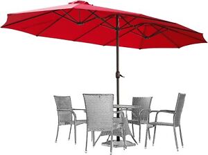 15 FT Double-Sided Patio Outdoor Umbrella Market Garden Yard Deck Pool Sunshade