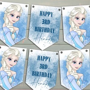 Frozen Personalizado CUMPLEAÑOS Bunting Colgante Decoración Fiesta Decoración Hogar - Imagen 1 de 1