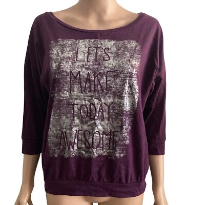 Route 66 Tshirt Womens Large Purple Silver Lets Make Today Awesome Stretch - Image 1 of 4
