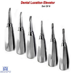 Surgical Tooth Extraction Forceps Luxating Dental Root Tip Elevator Set Of 6 - Picture 1 of 6
