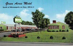 Postcard MN: Green Acres Motel, Minneapolis, Minnesota, 1950's, Unposted - Picture 1 of 2