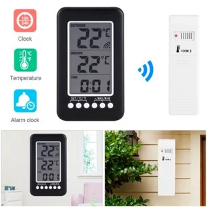 Reloj despertador de pared temperatura termómetro digital estación meteorológica interior exterior - Imagen 1 de 10