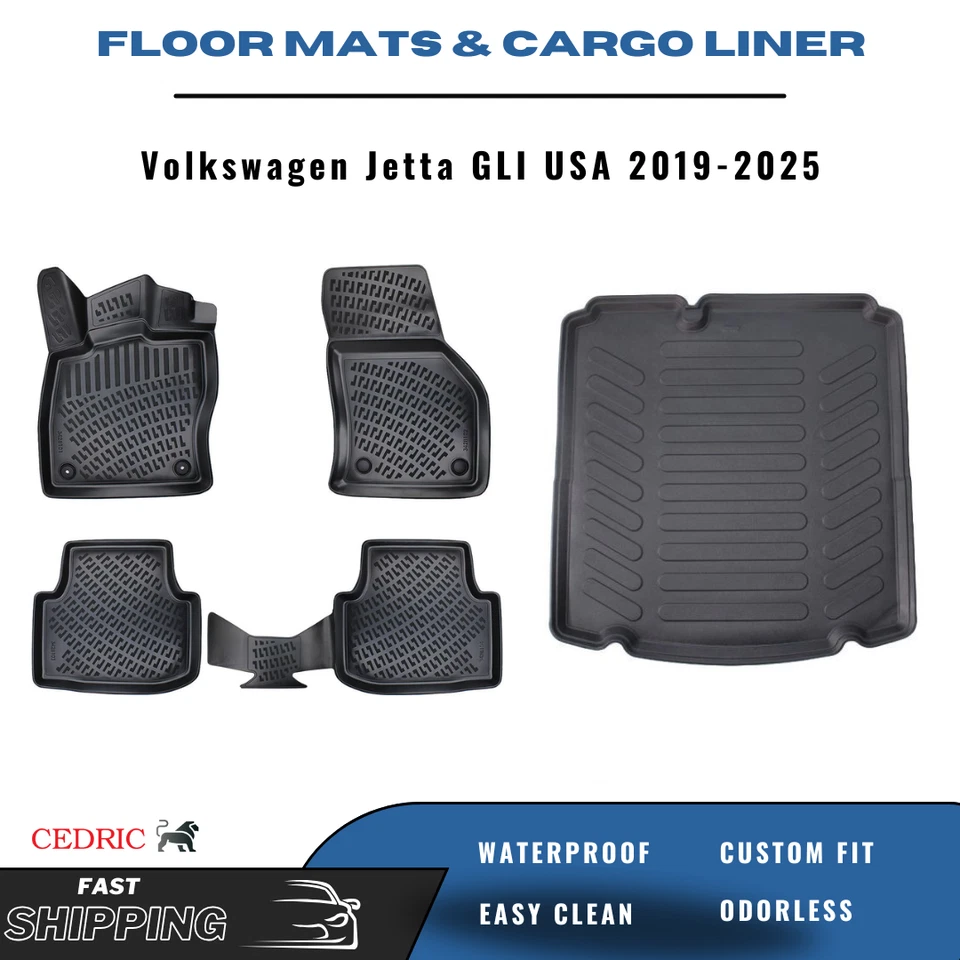 Juego de alfombrillas y revestimiento de carga para Volkswagen Jetta GLI EE. UU. 2019-2025 sedán 3D Foto 1 de 4