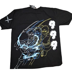 Juice Wrld 999 Naruto T-Shirt Mens XL Black Short Sleeve Sasuke Uchiha Anime - Picture 1 of 6
