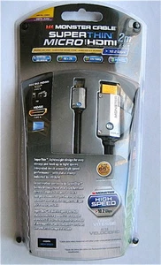 ๐ Monster SuperThin Powered Hi-Speed Micro HDMI Cable 2m/6.56ft 140490-00 ๐ - Picture 1 of 12