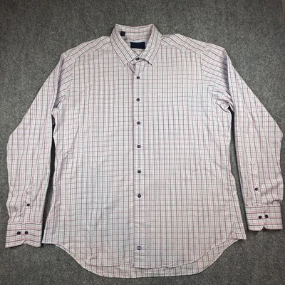 Camisa de vestir David Donahue manga larga abotonada algodón azul púrpura a cuadros XXL Foto 1 de 4