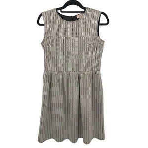 Ann Taylor Loft White Black Chevron Sleeveless Zip Above Knee Fit Flare Dress - Picture 1 of 9