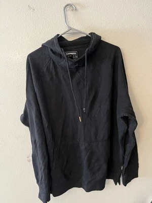 Sudadera con Capucha Express Para Hombre - Talla XXL Negra Sólida Cuello Simulado Pull Over. Foto 1 de 4