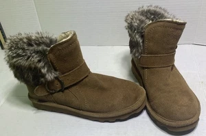 Bearpaw Koko Short Boots Women Size 8 Brown Fur Top EUC - Picture 1 of 14