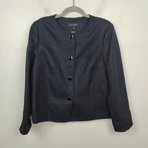 Talbots Linen Jacket Womens 12 Black Blazer Preppy Button Up Old Money - Picture 1 of 8