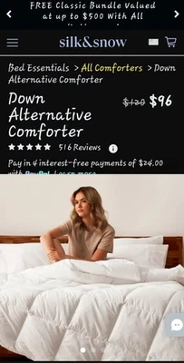 Edredón alternativo de plumón de seda y nieve para todas las estaciones/talla completa y queen/cómodo nuevo en caja Foto 1 de 4