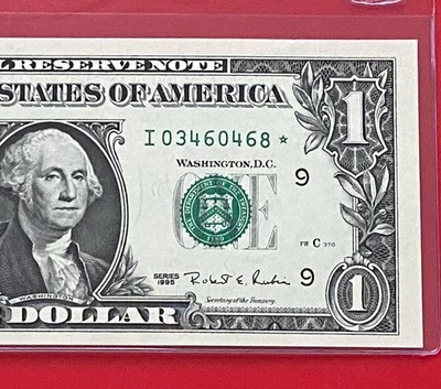 1995 STAR NOTE $1 DOLLAR -BLOCK (fw) ( MINNEAPOLIS ) Uncirculated - Image 1 of 3