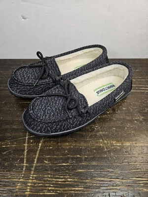 Minnetonka Eco Oak Moccasins Slipper Women's Size 8 Black/Gray Slip-On Shoes - Image 1 of 4