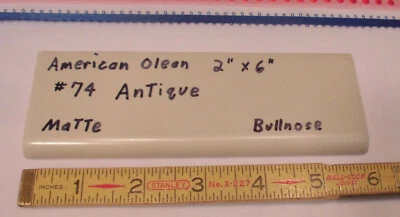 1 pc. Antique Ceramic Bullnose Tile 2” X 6” matte by American Olean; Light Tan  — 第 1/4 张图片