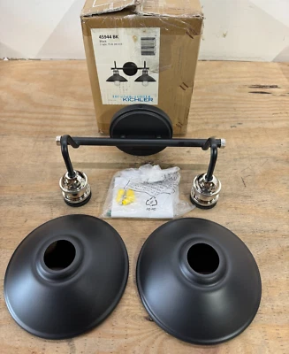 Luminária de vaidade Kichler 45944BK Clyde 2 lâmpadas 17" de largura para banheiro, preta *LEIA* - Imagem 1 de 4