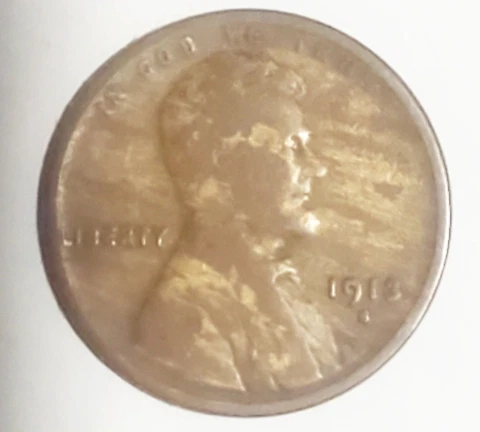 Semi-key date  1913 S- Lincoln Wheat Cent Penny- Woody -Improper alloy mix Cover