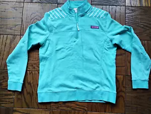 Felpa donna MED Vineyard Vines verde menta a righe maglione pile zip 1/4 - Foto 1 di 7