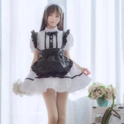 Dama Niña Vestido de Criada Lolita Anime Camarera Juegos con disfraces Lindo Disfraz Uniforme Japonés Foto 1 de 4