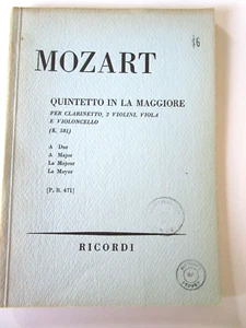 Ricordi Pocket Score..Mozart..Quintetto in La Maggiore..A Major..Good - Picture 1 of 4