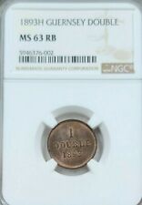 1893 GUERNSEY 1 DOUBLE NGC MS 63 RB BEAUTIFUL RICH COLOR GREAT COIN