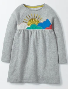 MINI BODEN Girl's Sunshine Clouds Applique Sweatshirt Dress Sequin, Size 7 - 8 - Picture 1 of 10