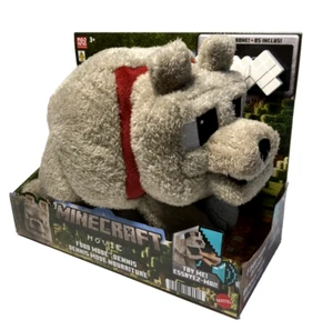 A MINECRAFT MOVIE Food Mode Dennis Wolf 12" Plush Growl & Woof Sounds Bone NEW - Bild 1 von 5