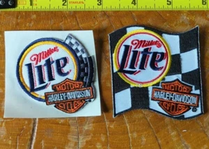 LOT! 2 NEW 90s Miller LITE Harley Davidson Racing Patches NASCAR Motorcycle beer - Picture 1 of 4