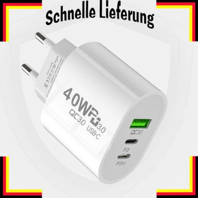 USB C Doppel Ladegerät Dual Adapter Mehrfachstecker, Multiport Netzteil Charger- - Bild 1 von 4