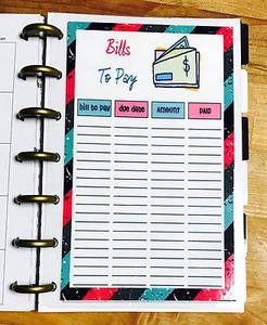 Bills to Pay Dashboard Insert for use with MINI HAPPY Planner~ - Picture 1 of 3