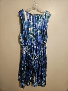 Luxe by Carmen Marc Valvo Womens Blue Print Dress Size 24W - Picture 1 of 8