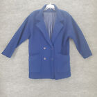 Plc Jacket Womens 2X Plus Blue Button Up Long Sleeve Lined 100% Wool Made In Usa