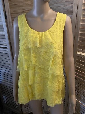 Женская блуза Elementz миниатюрного размера PXL ярко-желтая кружевная для вечеринок многоярусная с цветочным рисунком - Изображение 1 из 3