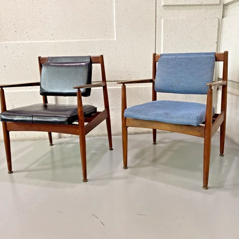 PAIR MID CENTURY DNISH MODERN LOUNGE CHAIRS Paddle Arm JENS RISOM Cover