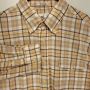GANT The Hugger Old Loom Oxford Button Down Shirt Men's XL Ivory Plaid Cotton - Bild 1 von 11