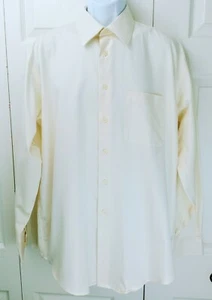 Pronto Uomo Non Iron Long Sleeve Dress Shirt Mens size 34/35 16.5" Yellow Cotton - Picture 1 of 11