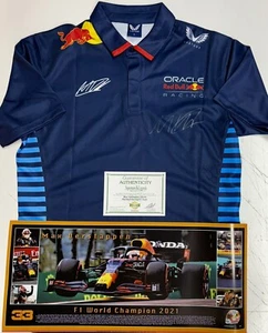 MAX VERSTAPPEN Signed Shirt + F1 World Championship Print Buy Genuine COA - Picture 1 of 4