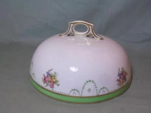 George Jones Crescent China Muffin Dish Lid Only A/F  Floral & Green Gilt 20029 - Picture 1 of 2