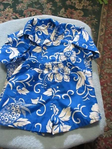Vintage Hookano Shorts Set - Made in Hawaii - Blue White Floral - Size 4 - Picture 1 of 7