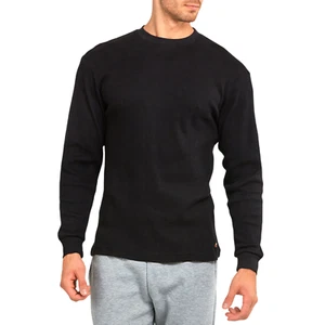 Men's Cotton Thermal Shirts Waffle-Knit Long Sleeve T shirts Thick Outer Sweater - Picture 1 of 26