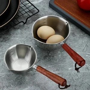 Edelstahl Topf Mini Milch Öl Suppe Kochtopf Holzgriff Küche Zubehör Klein - Bild 1 von 3