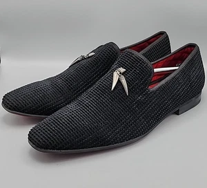 Mocasines de terciopelo negro La Milano para hombre talla 14M Vienna A121183K diseño italiano - Imagen 1 de 19