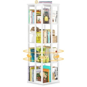 Rotating Bookshelf, Corner Bookshelf, 360 Display Wood Spinning Bookshelf, Fl... - Picture 1 of 7