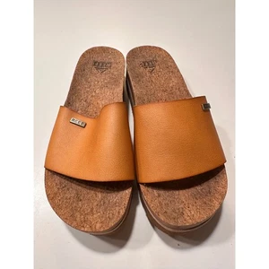 Cojín Reef Scout Hi Cork Plataforma Toboganes Cuero Tostado Comodidad Talla 7 - Imagen 1 de 6