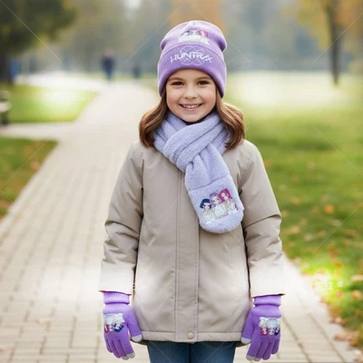 3PCS/Set KPop Demon Hunters Kids Winter Knitted Hat Scarf Gloves Saja Boys K-pop