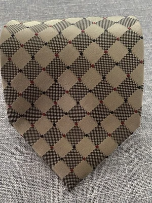 Valerio Garati Tie Silk Gold Checked 3.75" Wide 58" Long Foto 1 de 4