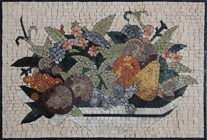 Mosaic Marble Colorful Fruits Kitchen Backsplash Design 25x17 Inches - Picture 1 of 1