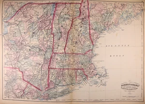 Dated 1872 Map of SOUTHERN NEW ENGLAND by Asher & Adams (17x25)-#05 - Picture 1 of 2