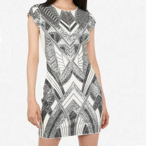 Express Sequin Embellished Cap Sleeve Mini Dress S *Black & Silver Sequin* NEW - Picture 1 of 2