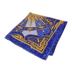 HERMES Carré 90 Carpe Diem Enjoy Your Day Scarf Silk Blue Women's TGIS - Picture 1 of 4